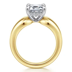 Sale Gabriel & Co. Raven - 14K White-Yellow Gold Emerald Cut Diamond Engagement Ring