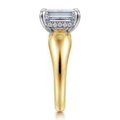 Sale Gabriel & Co. Raven - 14K White-Yellow Gold Emerald Cut Diamond Engagement Ring