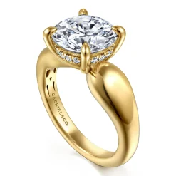 Clearance Gabriel & Co. Raven - 14K Yellow Gold Round Diamond Engagement Ring