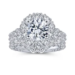 Outlet Gabriel & Co. Rayna - 14K White Gold Round Halo Diamond Engagement Ring