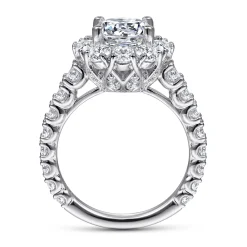 Outlet Gabriel & Co. Rayna - 14K White Gold Round Halo Diamond Engagement Ring