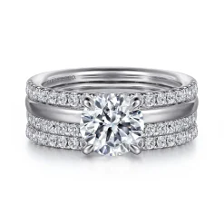 Best Gabriel & Co. Reba - 14K White Gold Round Diamond Engagement Ring