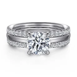 Best Gabriel & Co. Reba - 14K White Gold Round Diamond Engagement Ring