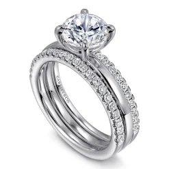 Best Gabriel & Co. Reba - 14K White Gold Round Diamond Engagement Ring