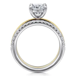 Hot Gabriel & Co. Reba - 14K White-Yellow Gold Cushion Cut Diamond Engagement Ring