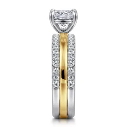 Hot Gabriel & Co. Reba - 14K White-Yellow Gold Cushion Cut Diamond Engagement Ring