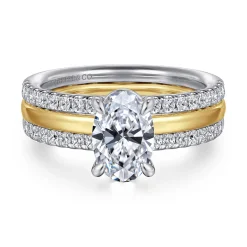 Hot Gabriel & Co. Reba - 14K White-Yellow Gold Oval Diamond Engagement Ring