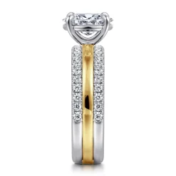 Hot Gabriel & Co. Reba - 14K White-Yellow Gold Oval Diamond Engagement Ring