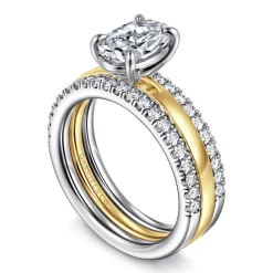 Hot Gabriel & Co. Reba - 14K White-Yellow Gold Oval Diamond Engagement Ring