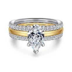 Online Gabriel & Co. Reba - 14K White-Yellow Gold Pear Shape Diamond Engagement Ring