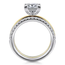 Clearance Gabriel & Co. Reba - 14K White-Yellow Gold Princess Cut Diamond Engagement Ring