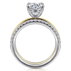 New Gabriel & Co. Reba - 14K White-Yellow Gold Round Diamond Engagement Ring