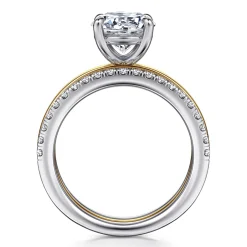 Outlet Gabriel & Co. Reba - 14K White-Yellow Gold Round Diamond Engagement Ring