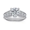 Gabriel & Co. Rebecca - Vintage Inspired 14K White Gold Round Wide Band Diamond Channel Set Engagement Ring
