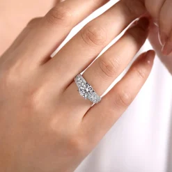 Gabriel & Co. Rebecca - Vintage Inspired 14K White Gold Round Wide Band Diamond Channel Set Engagement Ring