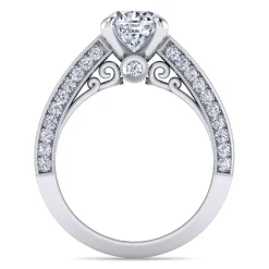 Online Gabriel & Co. Rebecca - Vintage Inspired 14K White Gold Wide Band Oval Diamond Channel Set Engagement Ring