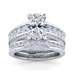 Online Gabriel & Co. Rebecca - Vintage Inspired 14K White Gold Wide Band Oval Diamond Channel Set Engagement Ring
