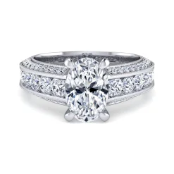 Online Gabriel & Co. Rebecca - Vintage Inspired 14K White Gold Wide Band Oval Diamond Channel Set Engagement Ring