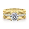Clearance Gabriel & Co. Reeba - 14K Yellow Gold Cushion Cut Diamond Engagement Ring