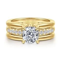Clearance Gabriel & Co. Reeba - 14K Yellow Gold Cushion Cut Diamond Engagement Ring