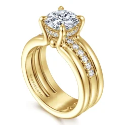 Best Gabriel & Co. Reeba - 14K Yellow Gold Round Diamond Engagement Ring