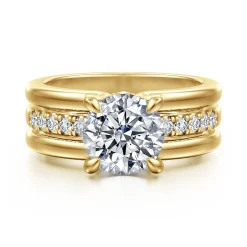 Best Gabriel & Co. Reeba - 14K Yellow Gold Round Diamond Engagement Ring