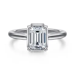 Outlet Gabriel & Co. Reece - 14K White Gold Emerald Cut Bezel Prong Diamond Engagement Ring