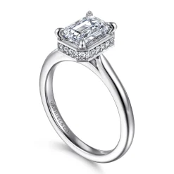 Outlet Gabriel & Co. Reece - 14K White Gold Emerald Cut Bezel Prong Diamond Engagement Ring