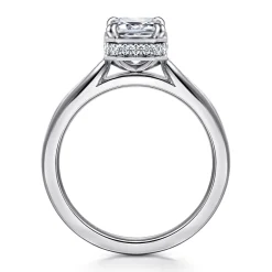 Outlet Gabriel & Co. Reece - 14K White Gold Emerald Cut Bezel Prong Diamond Engagement Ring