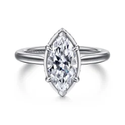 Gabriel & Co. Reece - 14K White Gold Marquise Shape Bezel Prong Diamond Engagement Ring