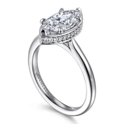 Gabriel & Co. Reece - 14K White Gold Marquise Shape Bezel Prong Diamond Engagement Ring