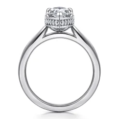 Discount Gabriel & Co. Reece - 14K White Gold Pear Shape Bezel Prong Diamond Engagement Ring