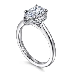 Discount Gabriel & Co. Reece - 14K White Gold Pear Shape Bezel Prong Diamond Engagement Ring
