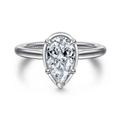 Discount Gabriel & Co. Reece - 14K White Gold Pear Shape Bezel Prong Diamond Engagement Ring