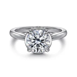 Clearance Gabriel & Co. Reece - 14K White Gold Round Bezel Prong Diamond Engagement Ring