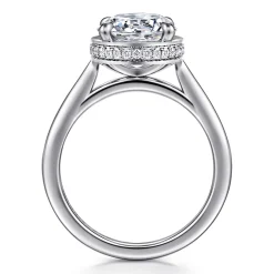 New Gabriel & Co. Reece - 14K White Gold Round Bezel Prong Diamond Engagement Ring