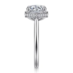 New Gabriel & Co. Reece - 14K White Gold Round Bezel Prong Diamond Engagement Ring