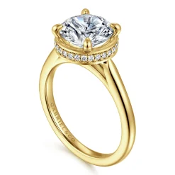 Sale Gabriel & Co. Reece - 14K Yellow Gold Round Bezel Prong Diamond Engagement Ring