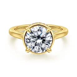 Sale Gabriel & Co. Reece - 14K Yellow Gold Round Bezel Prong Diamond Engagement Ring