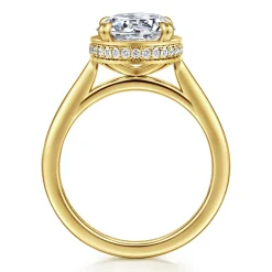 Sale Gabriel & Co. Reece - 14K Yellow Gold Round Bezel Prong Diamond Engagement Ring
