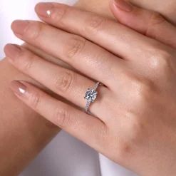 Best Gabriel & Co. Reed - 14K White Gold Round Diamond Engagement Ring