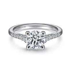 Best Gabriel & Co. Reed - 14K White Gold Round Diamond Engagement Ring