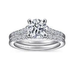Best Gabriel & Co. Reed - 14K White Gold Round Diamond Engagement Ring