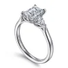 Online Gabriel & Co. Reema - 14K White Gold Emerald Cut Three Stone Lotus Diamond Engagement Ring