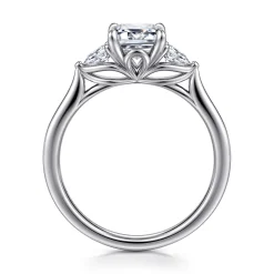 Online Gabriel & Co. Reema - 14K White Gold Emerald Cut Three Stone Lotus Diamond Engagement Ring