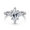 Outlet Gabriel & Co. Reema - 14K White Gold Marquise Shape Three Stone Lotus Diamond Engagement Ring
