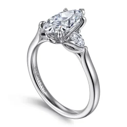 Outlet Gabriel & Co. Reema - 14K White Gold Marquise Shape Three Stone Lotus Diamond Engagement Ring