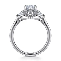 Outlet Gabriel & Co. Reema - 14K White Gold Marquise Shape Three Stone Lotus Diamond Engagement Ring