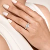 Clearance Gabriel & Co. Reema - 14K White Gold Oval Three Stone Lotus Diamond Engagement Ring