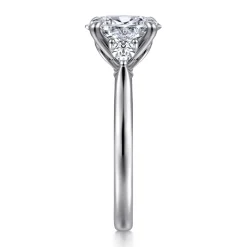Clearance Gabriel & Co. Reema - 14K White Gold Oval Three Stone Lotus Diamond Engagement Ring